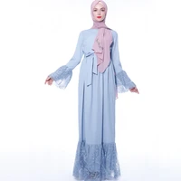 muslim dress women lace stitching lace up muslim robe abaya dress muslim fashion abaya dubai abaya turkey belt long dress