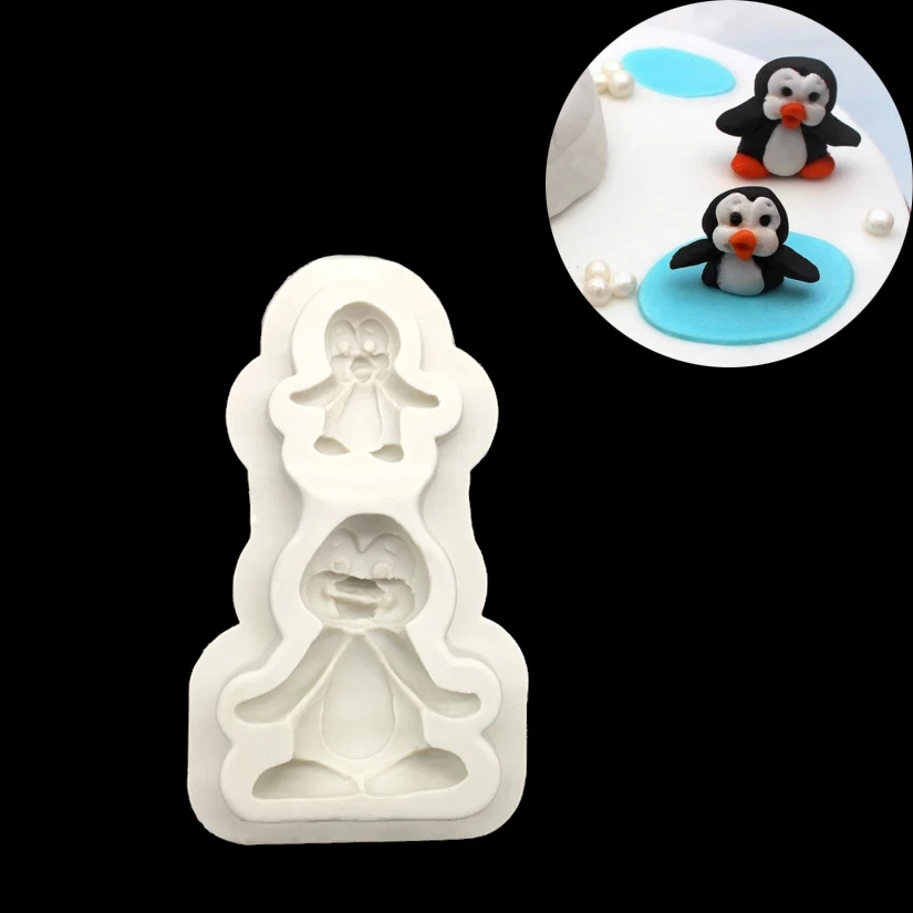 

Wholesale 10 Pcs/lot The Penguin Shape 100% Platinum Silicone Sugarcraft Mould, Fondant Cake Decorating Tools Bakeware