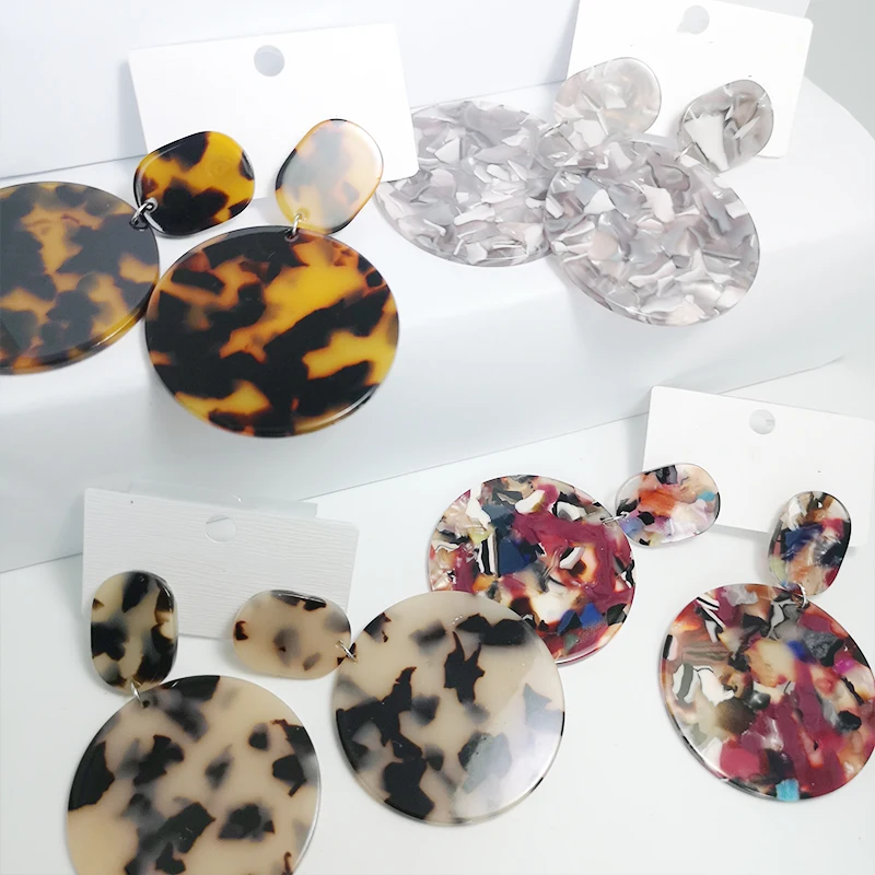 Cpop модные круглые леопардовые серьги для женщин винтажные акриловые с подвеской