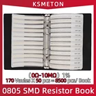 0805 1% SMD  Book RC0805  0R  10M допуск 170 значений 50 шт. 8500 шт. комплект резисторов 8500 шт.книжка
