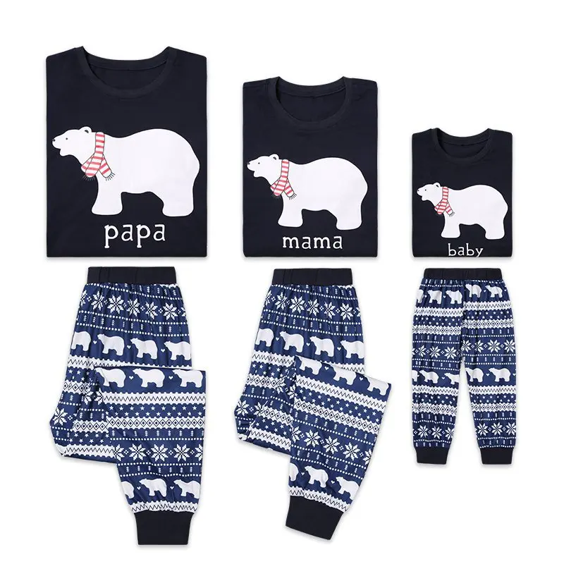

27KIDS Winter Suits Polar bear Round Neck Clothes Kid Men and Womens For Homewear Trousers Cotton Fabirc