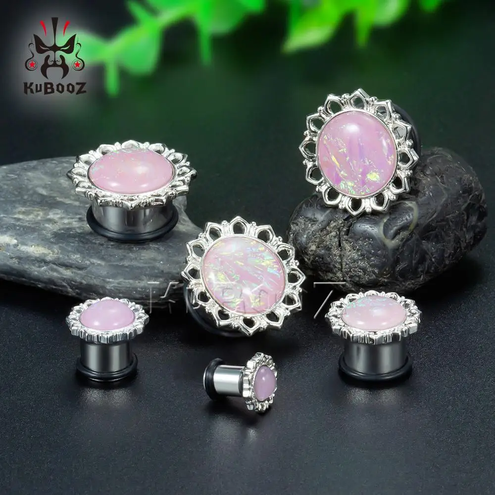 Оптовая цена для женщин цветок Форма розовый опал пирсинг уха из нержавеющей