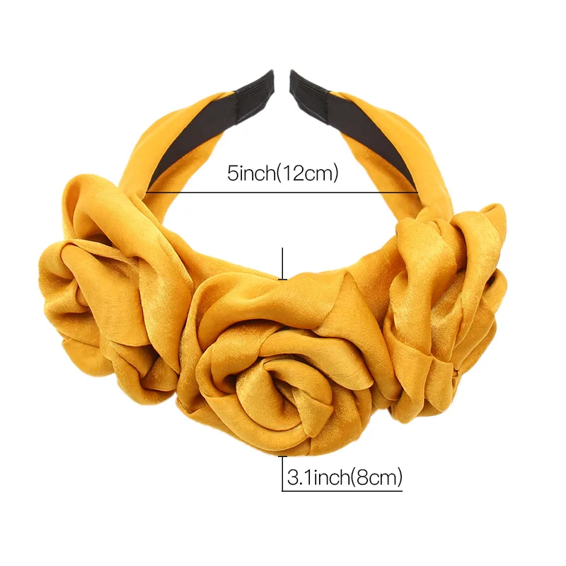 Женский обруч для волос с розами Faille ручной работы крупными шелковыми цветами и