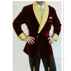 Роскошный бархатный костюм для курения 2021, мужские куртки, дизайнерская одежда для ужина, свадьбы, вечеринки, пальто, формальная мужская куртка с шалью и лацканами