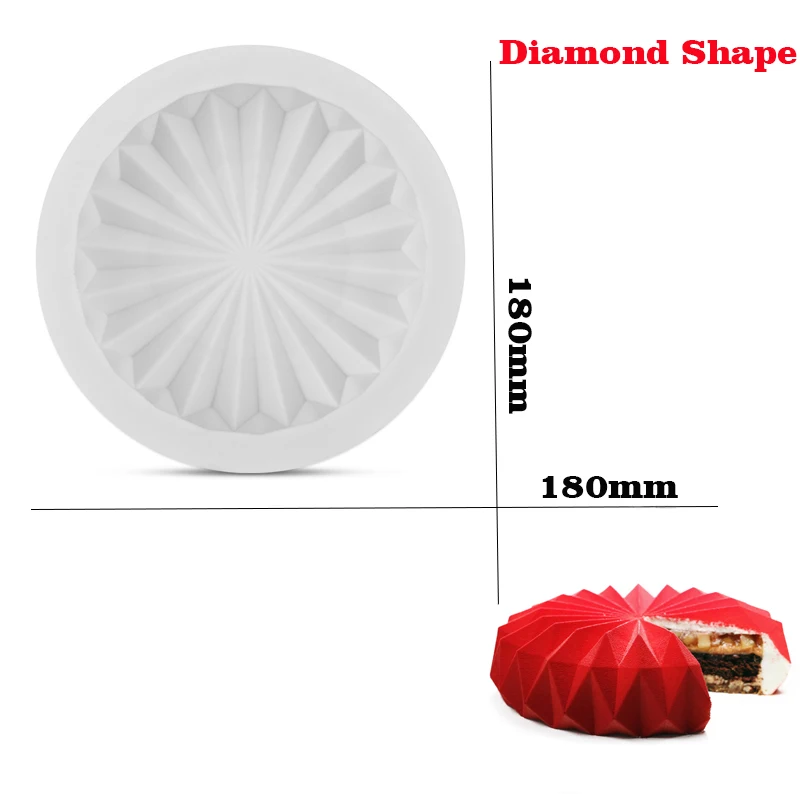 Round Diamond Больше форм силиконовая форма для торта круглая форма для пончиков мусс форма для десерта форма для выпечки формы для украшения торта инструменты BPA бесплатно - Цвет: Round Diamond