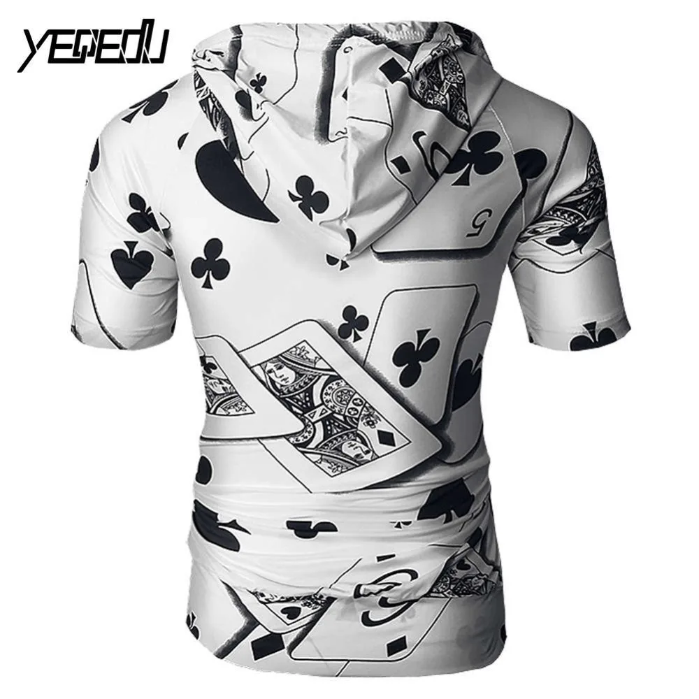#4106 Европейский Размеры покер карты с принтом футболка короткими рукавами и