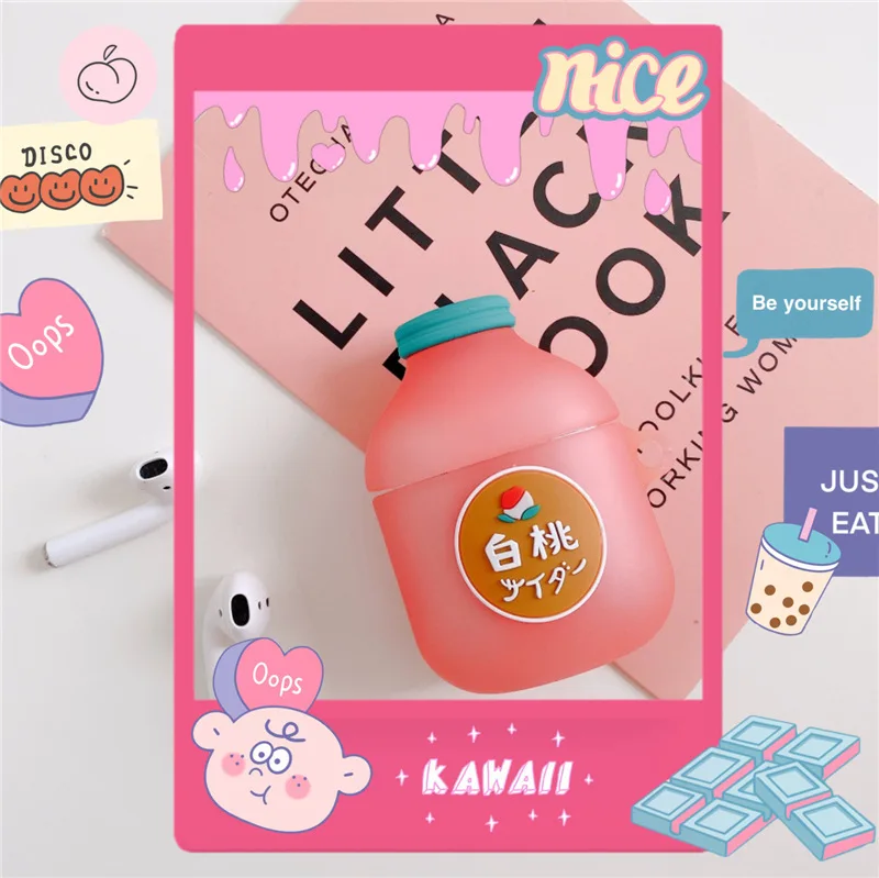 

Case for Airpods 2 Bluetooth Earphone Case for Airpods Pro Accessories Protective Cover Cute Silicone Keychain Watermelon Juice