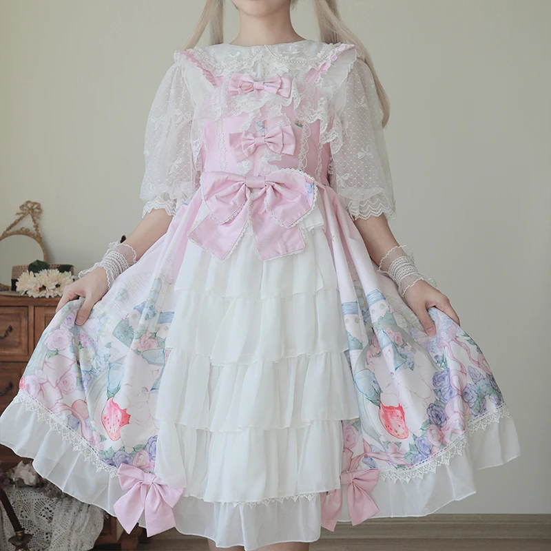 

Pink Maid Costume Lolita Soft Girl Dress Lolita Sleeveless Jsk Maid Uniform Cosplay Anime Role Play Gothic Loli Kawaii Clothing