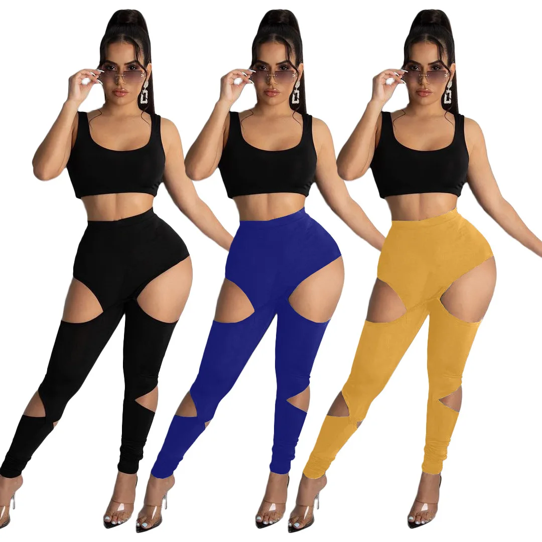 

New Sexy Hollow Out Pants Summer Clothes for Women Elastic High Waist Sweatpants Sporty Joggers Loungewear Trousers