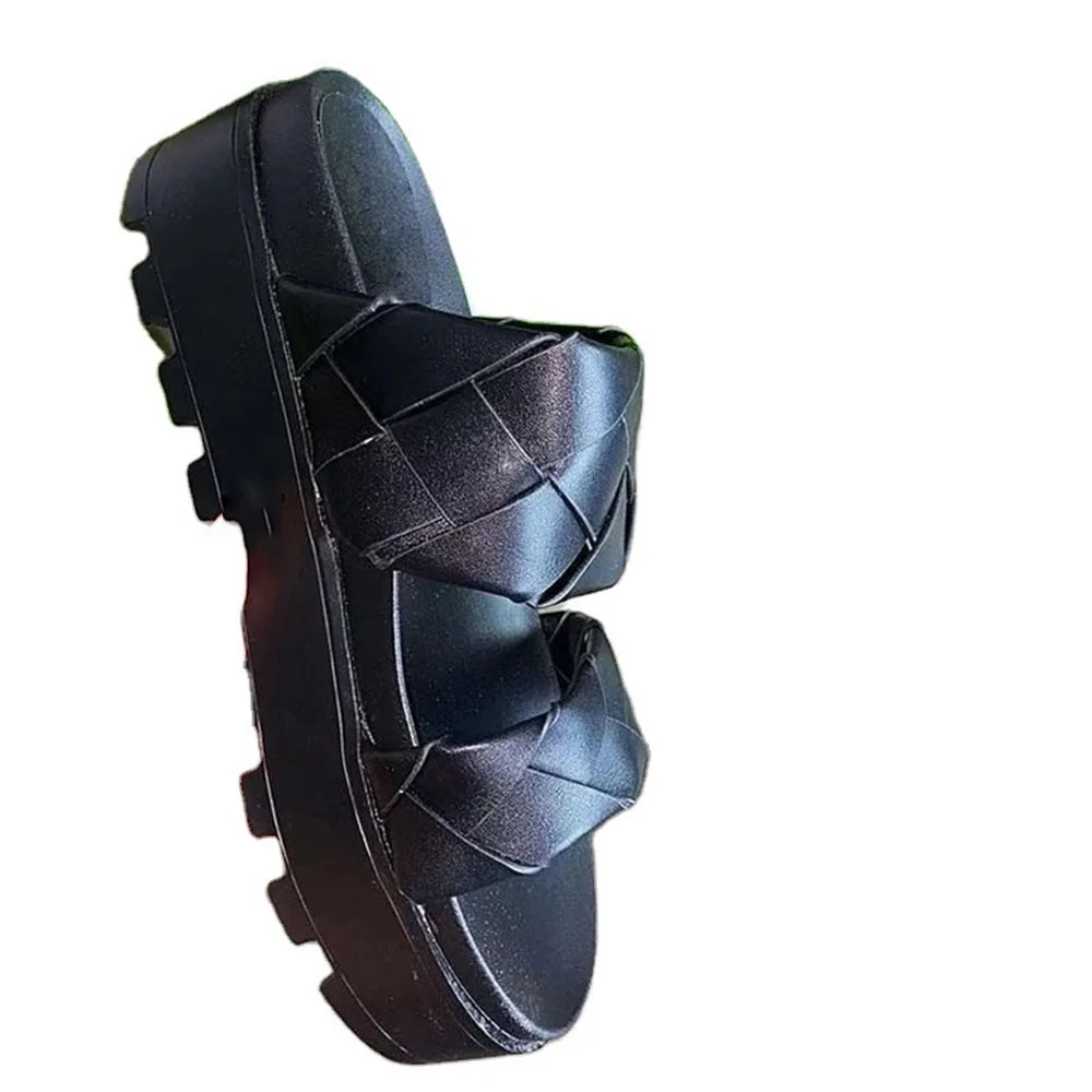 

Women Platform Sandals 2021 Summer New Casual Fish Mouth Ladies Flat Slides Comfy Big Size 35-43 Female Beach Slippers