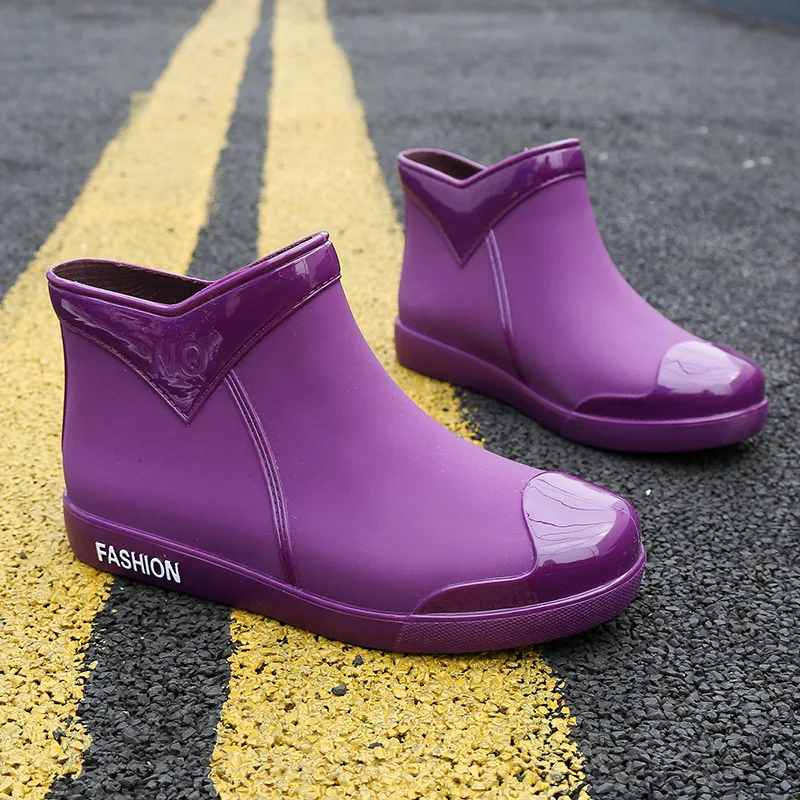 

Rubber Shoes Women Waterproof Rain Boots Ankle Shoes 2022 New Autumn Female Water Shoes Rainboots Boots Flats Anti-slip Summer