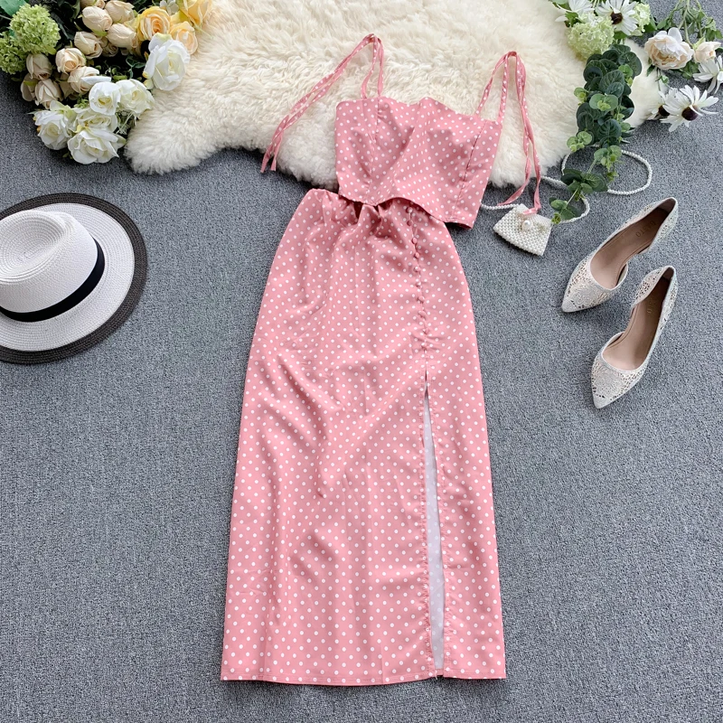 Женский пляжный комплект FTLZZ повседневный укороченный топ в горошек на тонких