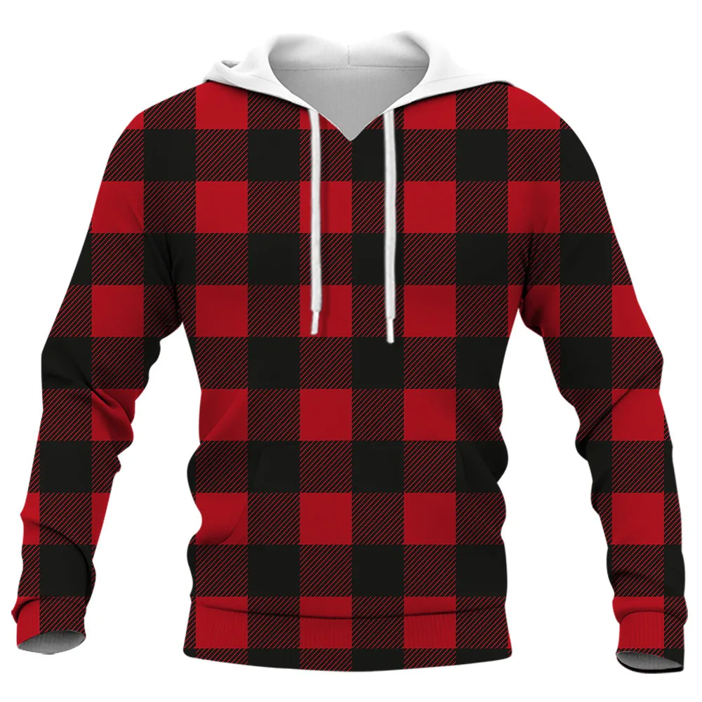 

CLOOCL Lattice Striped Hoodies 3D Graphics Men Clothing Casual Pocket Pullovers Fashion Sweatshirts Harajuku Streetwear