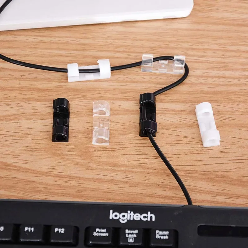 

20pcs/Set Cable Winder Clip Adhesive Charger Clasp Desk Wire Cord Earphone Telephone Line Tie Fixer USB Organizer Clips Holder