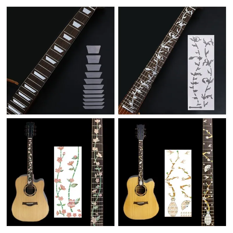 28 stile kreuz inlay decals griffbrett aufkleber für elektrische akustische gitarre bass ultra dünne aufkleber ukulele guitarra zubehör