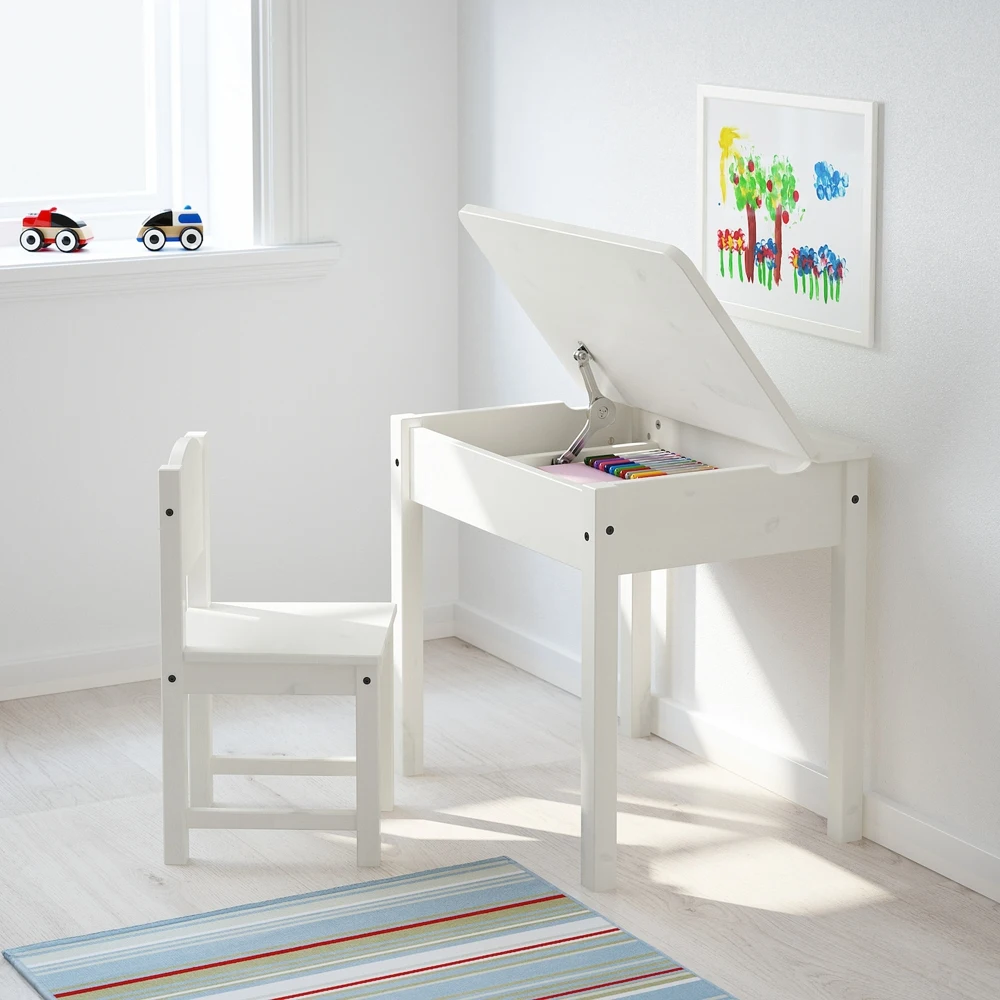 Table with storage compartment SUNDVIK Swedish Quality Products white 60x45 cm tables for a child furniture Children 