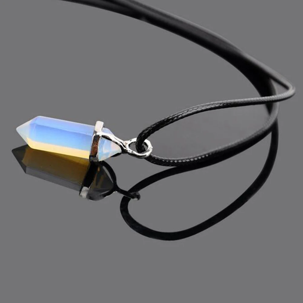 Модные шестигранные натуральные хрустальные цепи с каменными подвесками