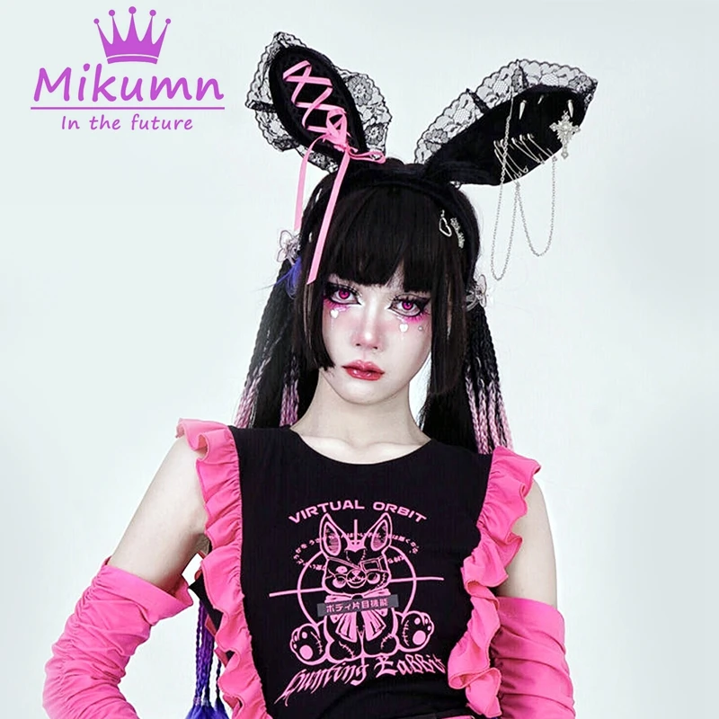 Металлическая лента для волос в стиле Харадзюку с бантом и кружевом |