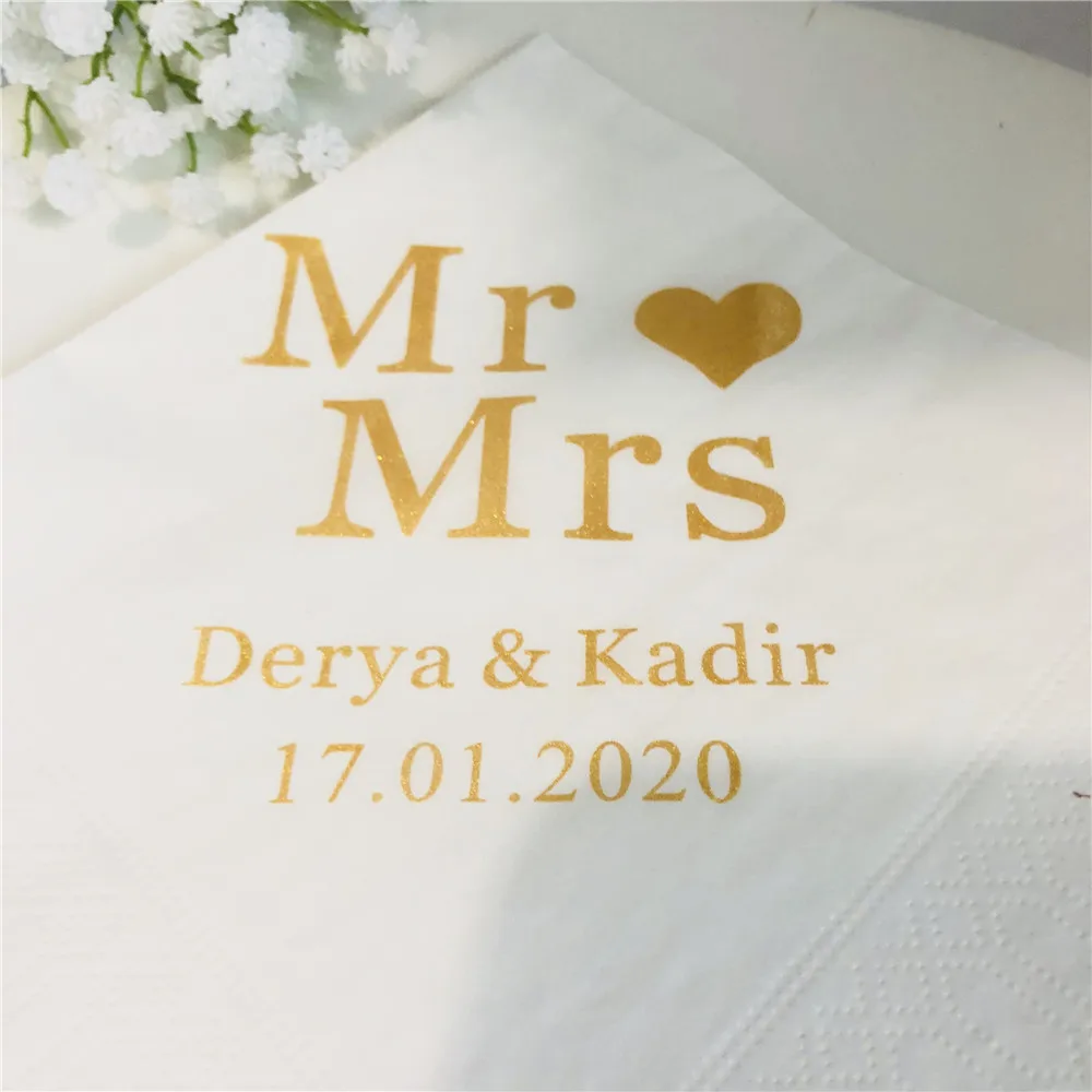 Цена Свадебные обеденные салфетки Mr & Mrs на заказ, свадебные салфетки для напитков для вечеринки в честь девичника, персонализированные бриллиан...