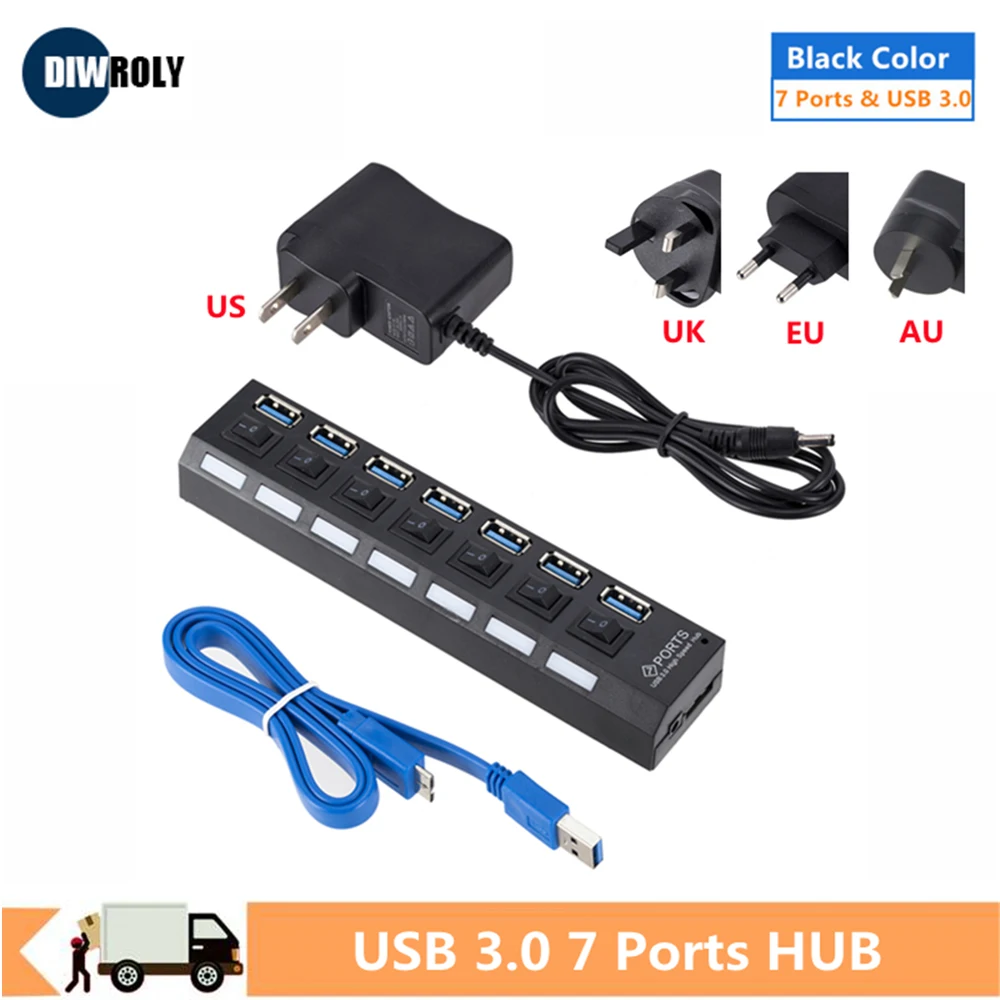 USB-разветвитель с выключателем USB 3 0 7 портов | Компьютеры и офис