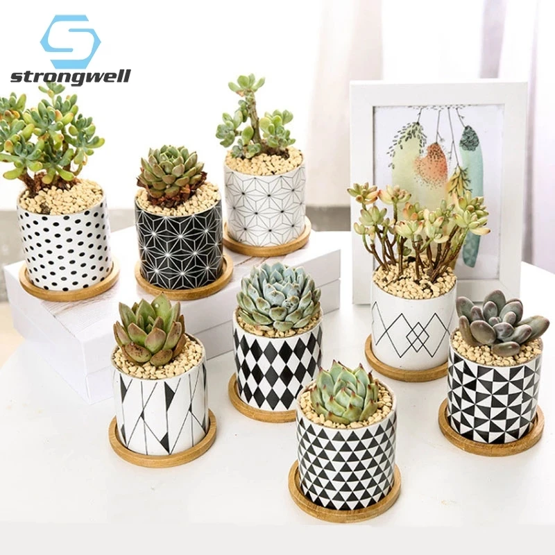 Strongwell геометрический узор керамический цветочный горшок для суккулентных