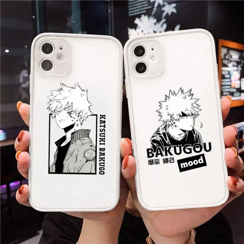 

My hero academia Bakugou Todoroki Phone Cases Matte Transparent for iPhone 7 8 11 12 s mini pro X XS XR MAX Plus cover funda