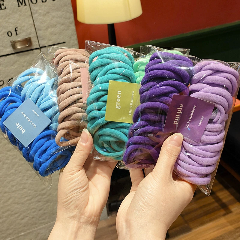 

Scrunchie Headwear 50Pcs/Set Girls Colorful Nylon Elastic Hair Loop Kids Hair Accessories Children Ponytail Holder Hair Rope
