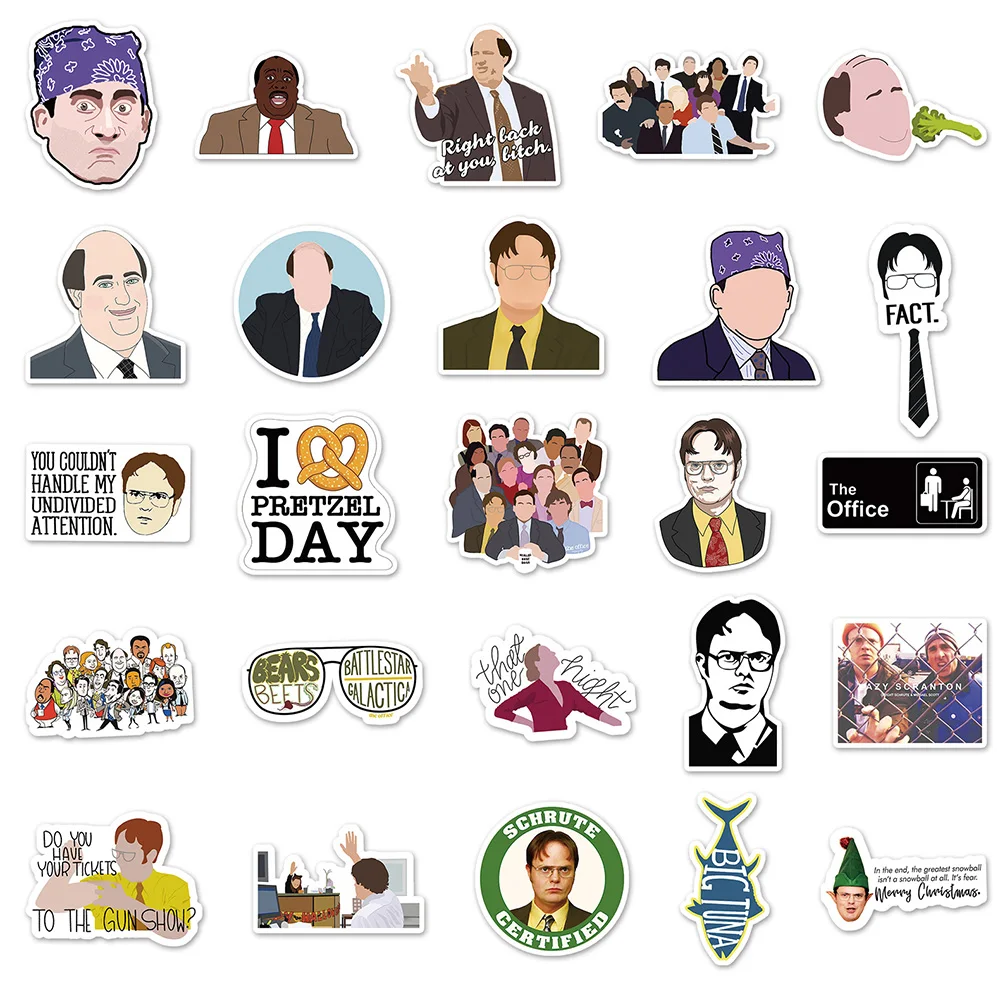 103050 pcs cartoon tv show the office figure poster stickers fridge phone laptop luggage wall notebook graffiti kids toys free global shipping