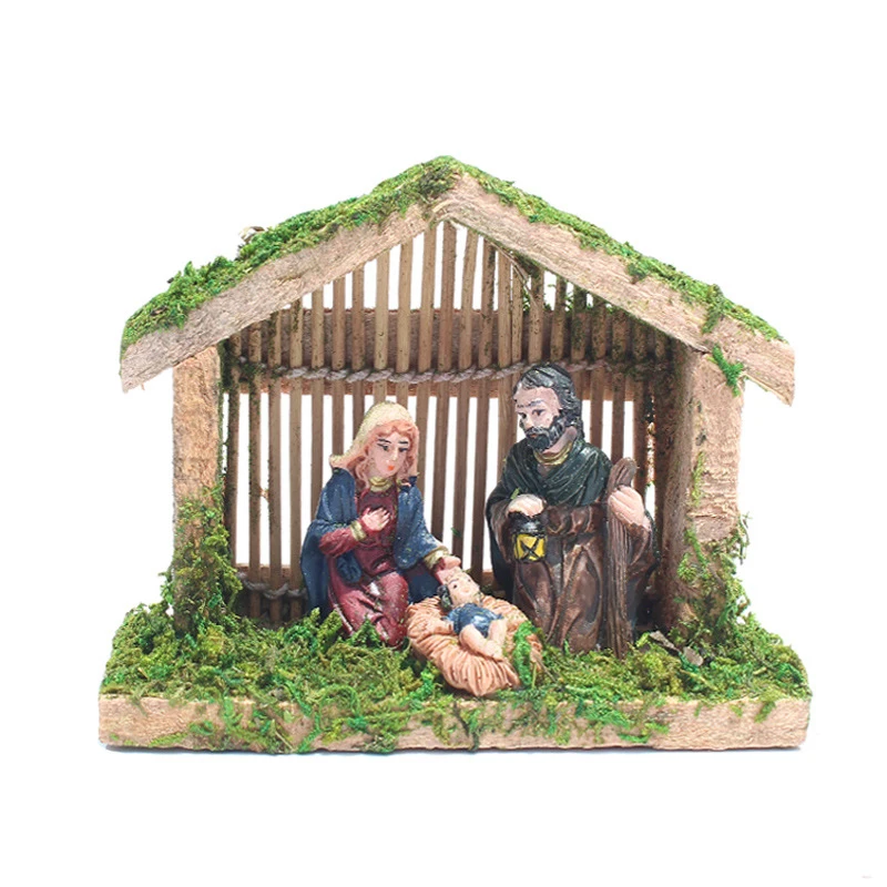 

Стабильный кормушка, деревянное украшение для сцены Рождества, традиционная Рождественская сцена, календарь с Вифлеем, украшения для дома