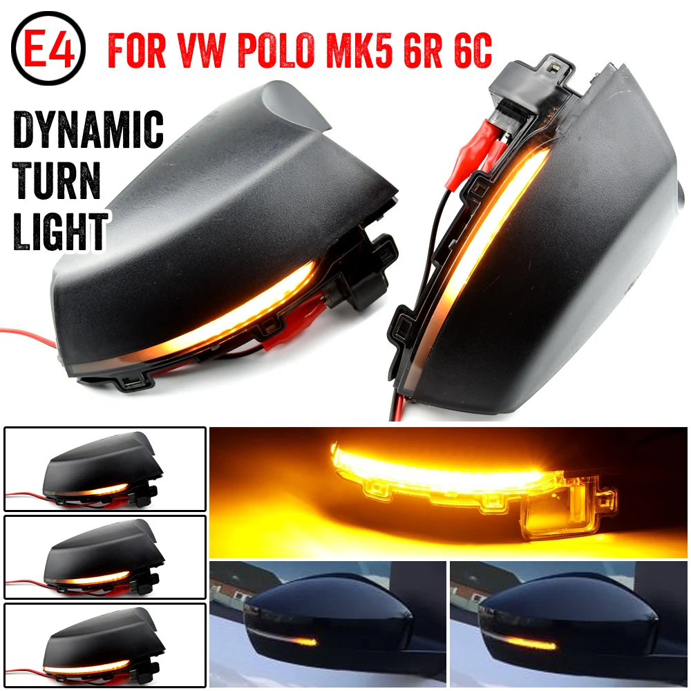 

For Volkswagen VW Polo MK5 6R 6C 2009 -2017 Dynamic Turn Signal LED Side Rearview Mirror Indicator Blinker Repeater Light