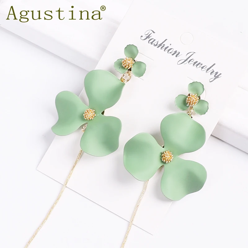 Серьги капли с цветами для женщин модные геометрические металлические ювелирные