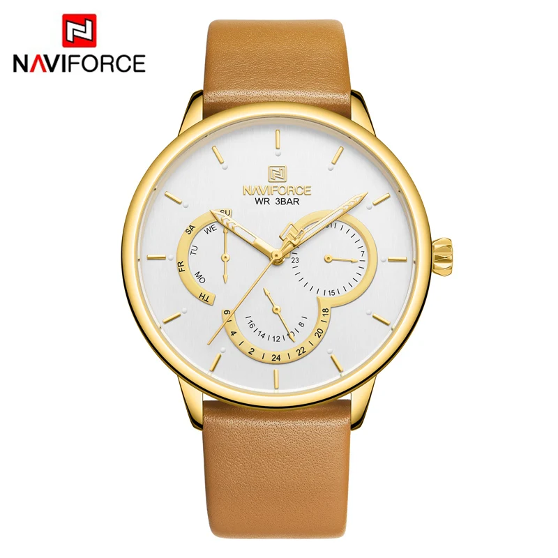 

NAVIFORCE Men Watch Top Luxury Brand Mens Fashion Leather Quartz Watches Male Sport Waterproof Date Wristwatch Relogio Masculino
