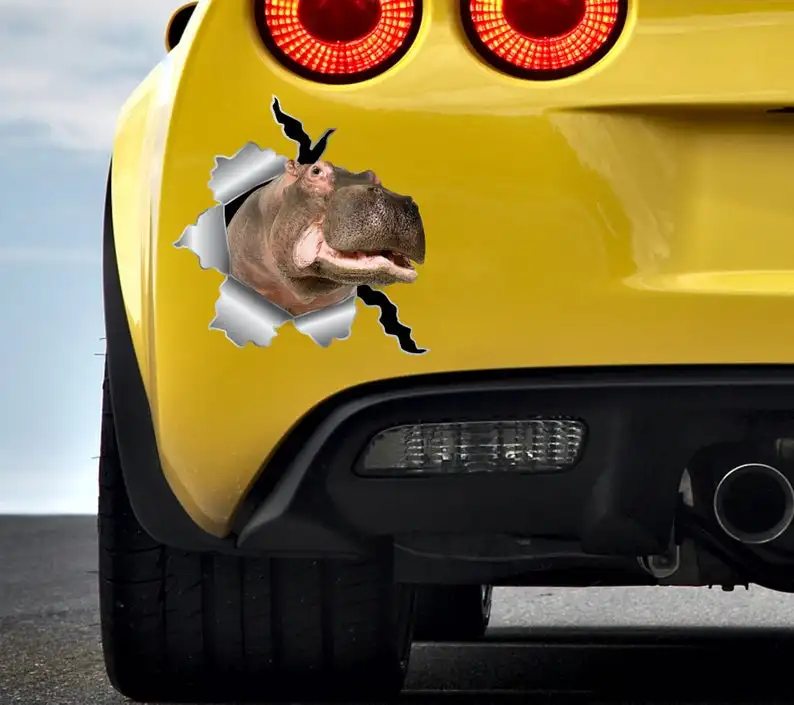 

Наклейка в стиле хиппотама, наклейка на бампер автомобиля, наклейка в виде хиппотама, наклейка в виде большого животного, наклейка в виде жи...