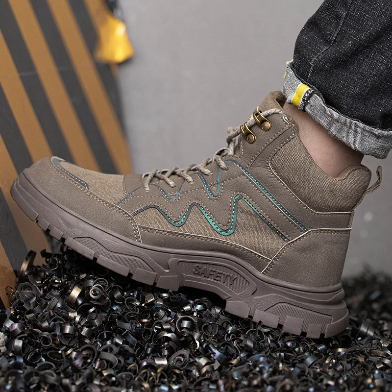 New Work Boots Safety Steel Toe Shoes Men Protective Shoes Work Sneakers Anti-smash Anti-puncture Safety Shoes Hiking Boots