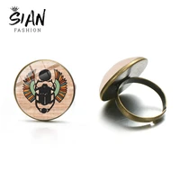 sian 2022 symbol of strength egyptian scarab glass dome ring ancient eye of horus egypt finger rings jewelry fashion women gifts