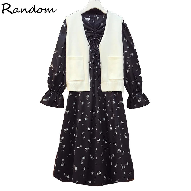 Женское платье в стиле бохо Осеннее трикотажное платье-жилет и платье-рубашка с