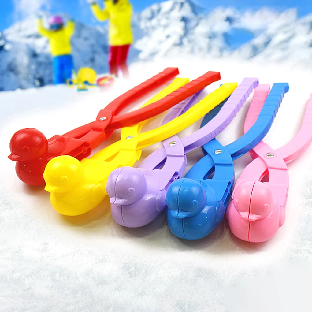 Plastic Snowball Maker Clip Safety Cartoon Duck Winter Snow Sand Mold Tool for Snowball Fight Outdoor Fun Sports Drop Ship