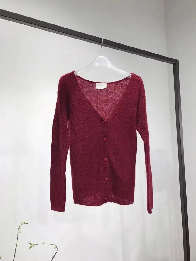 Женский мохеровые вязаные кардиганы CAMIA однотонный свободный свитер с v-образным