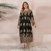 doib women muslim long dress floral print malaysia full sleeve plus size dreess vintage 2021 office lady dress