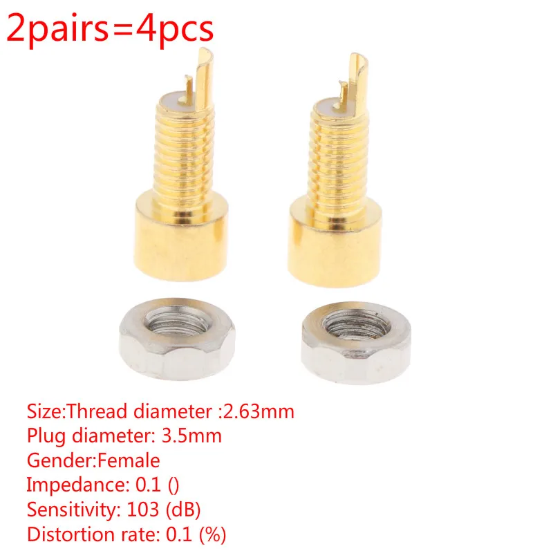 

2 Pair Gold Plated Pure Copper MMCX Female Jack Solder Wire Connector Plug Diameter 3.5mm