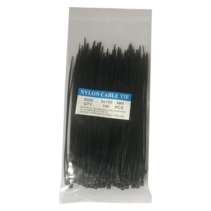 

100pcs/pack Of Heat-resistant Plastic Cable Tie Self-locking Strap 3*150 3*1003*200 Nylon Garden Strapping Plastic Cable Tie