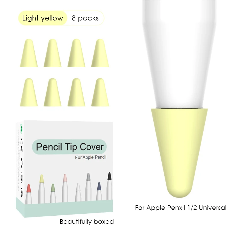 8 шт. один цвет мягкий силиконовый сменный наконечник подходит для Apple Pencil 1-й 2-й Высокочувствительный стилус запасная ручка для карандаша 2