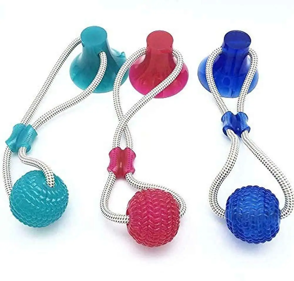 Dog Interactive Suction Cup Push TPR Ball Toys Elastic Ropes Tooth Cleaning Chewing Playing IQ Treat Pet Puppy Supplies | Дом и сад