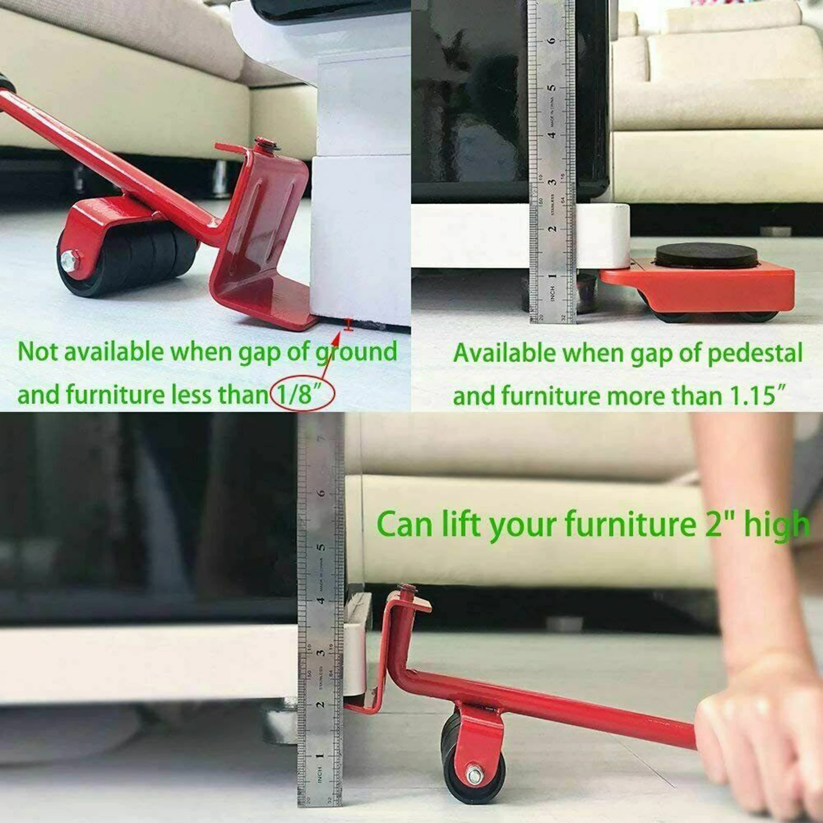 

Home 5PCS Heavy Type Furniture Moving System Lifter Tool 4 Slide Glider Pad Wheel Easy Move For Furniture Moving Hand Tools