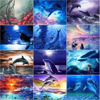 dolphin underwater world diamond embroidery accessories home wall decor paint diy mosaic jewel cross stitch sea adults crafts