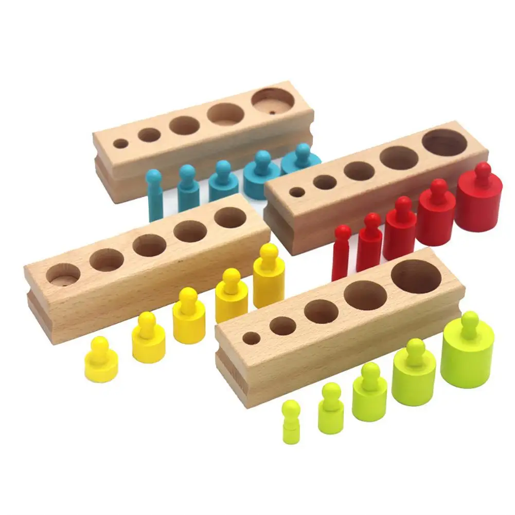 

Colorful Cylinder Blocks Wooden Montessori Children Educational Toys Kids Gift New