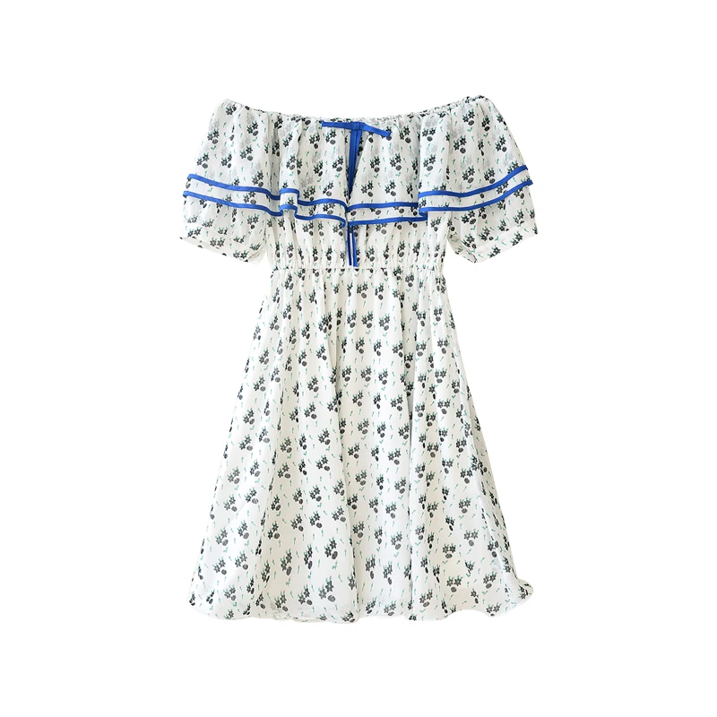 Летнее Новое винтажное платье Dabuwawa с оборками женское короткое высокой талией и