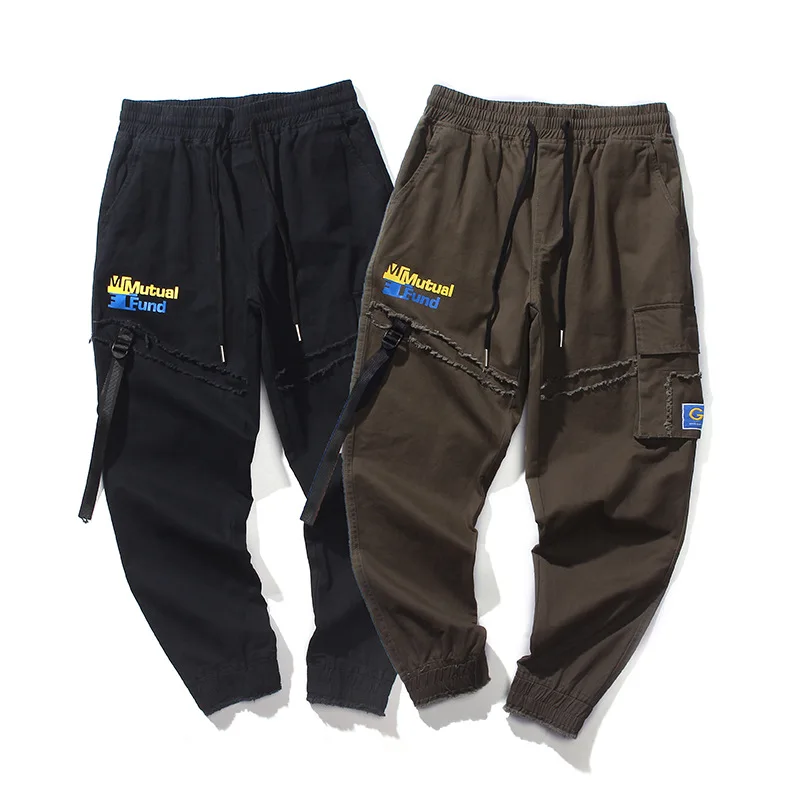 

Hip Hip Black Patchwork Cargo Pants Men Tactical Joggers Pant 22020 Spring Casual Streetwear Trousers Elastic Waist WG944