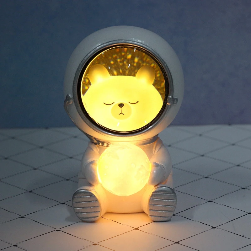 Cat LED Night Light Astronaut Moon Lamp Decor Bedroom Baby Room Bedside Birthday Christmas Gifts for Kids Children | Освещение