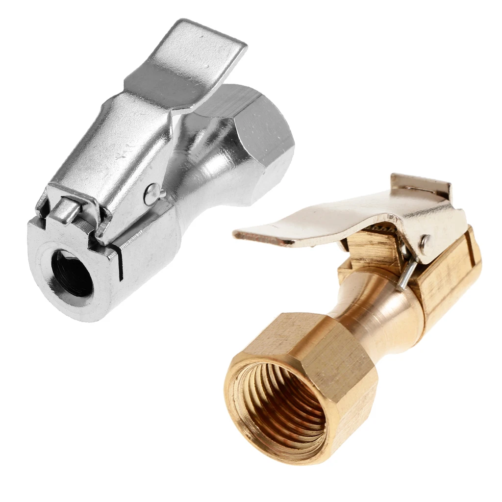 2 Pieces 1/4&quot NPT Brass Lock-on Tire Inflator Female Air Chuck with Clips |